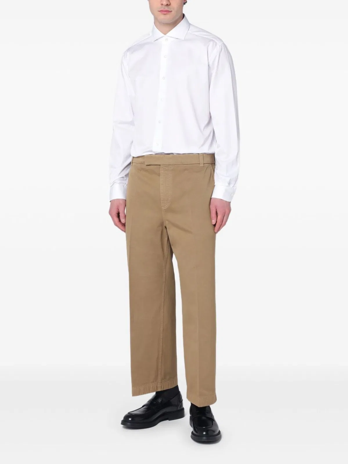 Xacus Ceremony Cotton Poplin French Collar Shirt In White