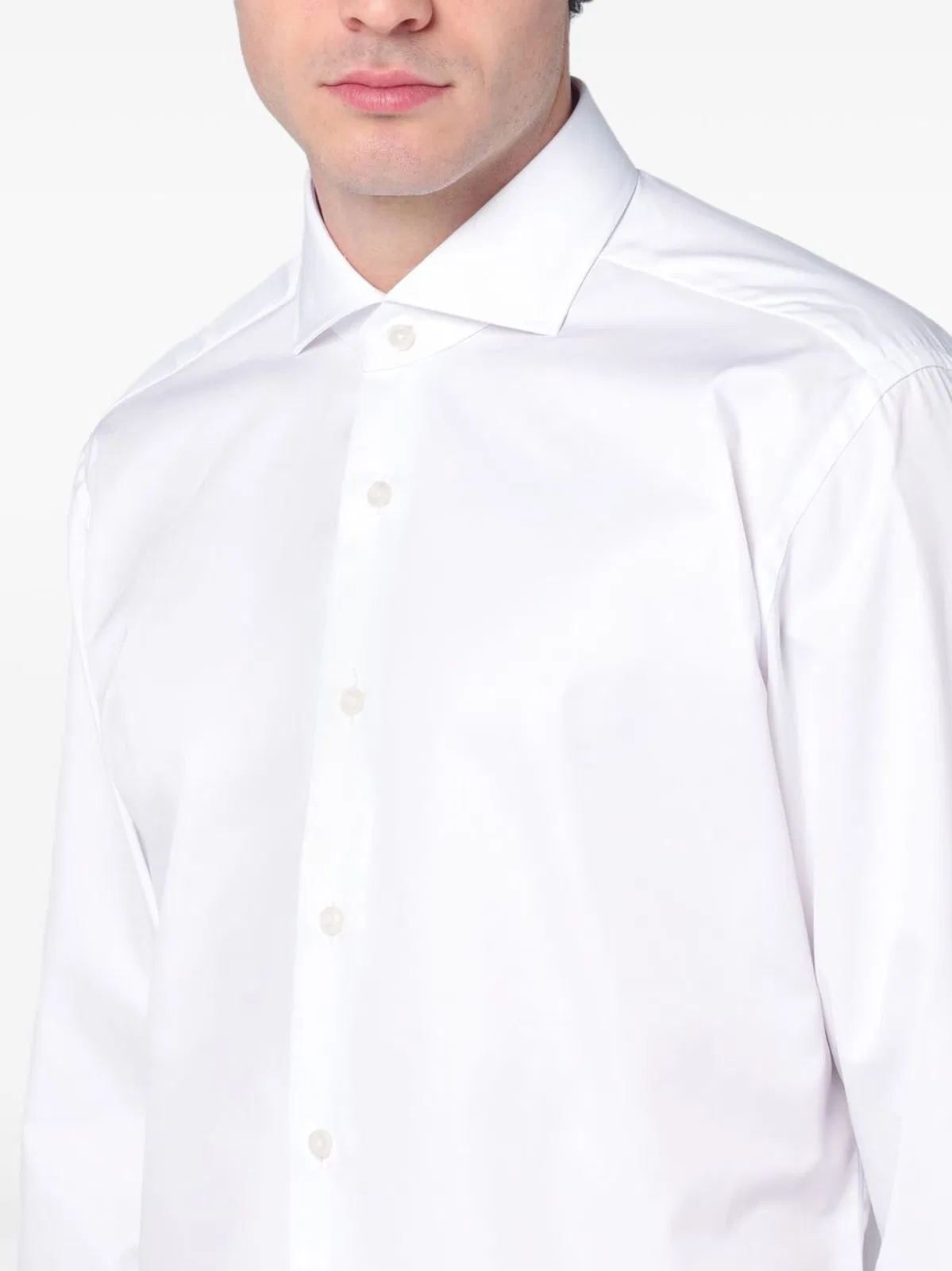 Xacus Ceremony Cotton Poplin French Collar Shirt In White