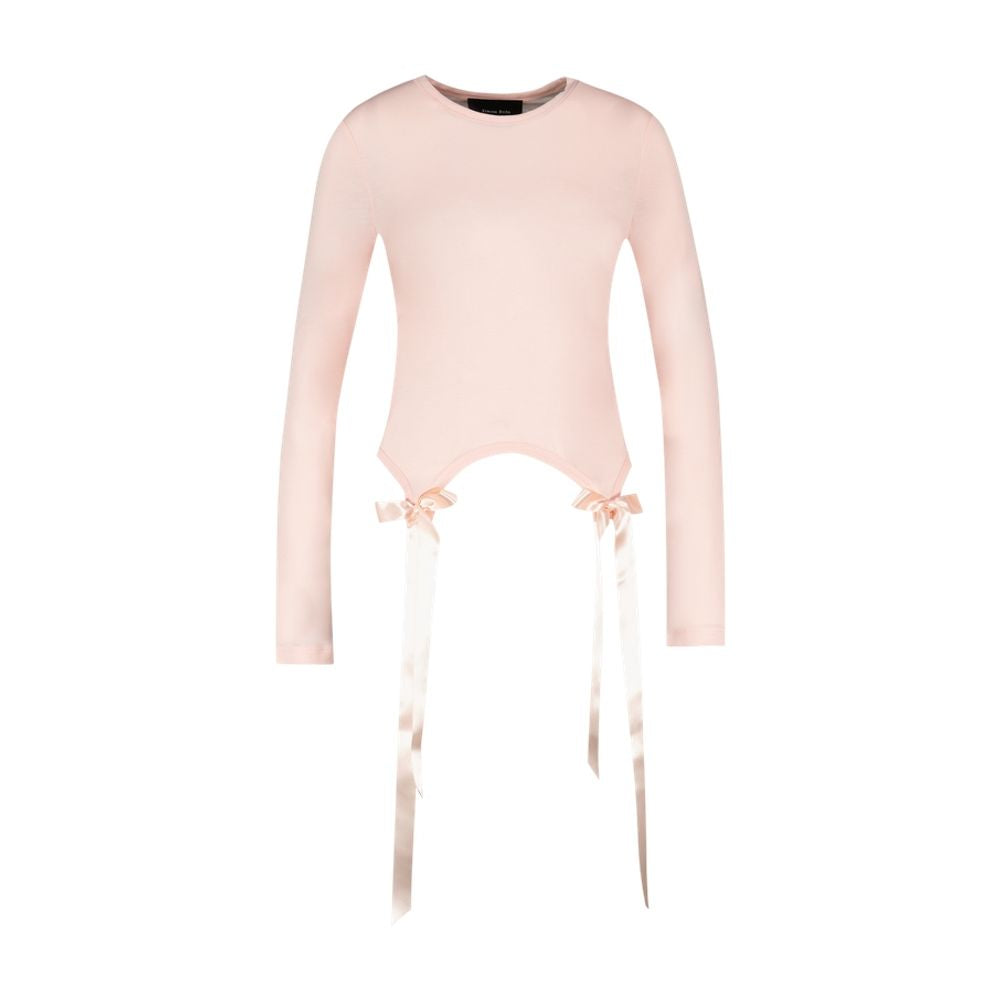 Bow Tail Easy Long Sleeve T-Shirt - - Synthetic - Pink