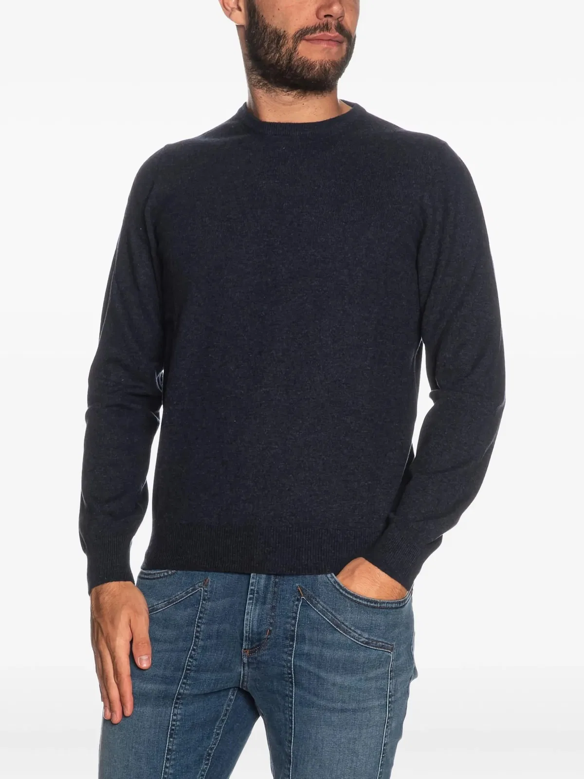 Blue Wool Viscose Cashmere Crewneck