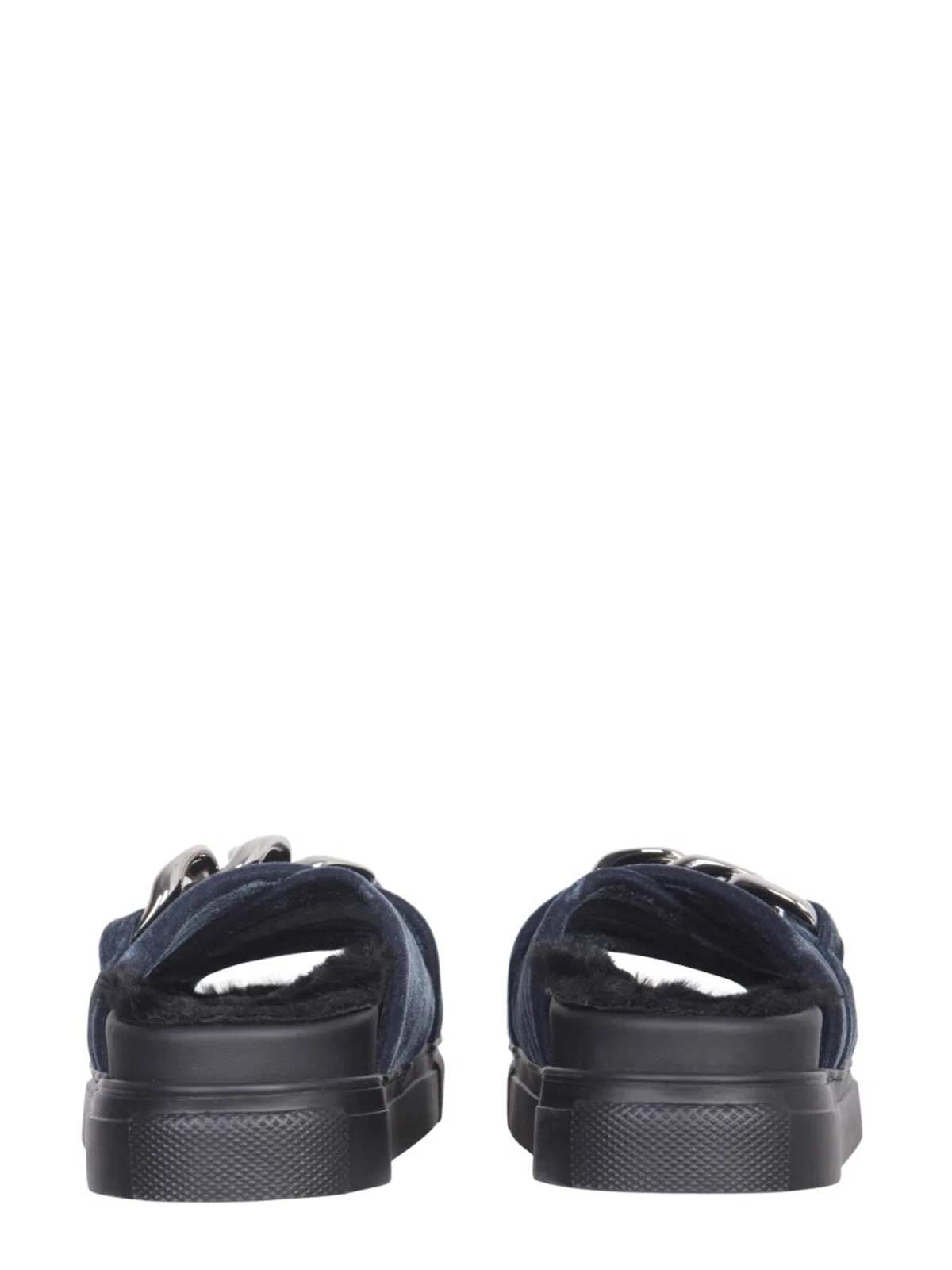 N°21 Velvet Sandals With Oversized Chain In Blue