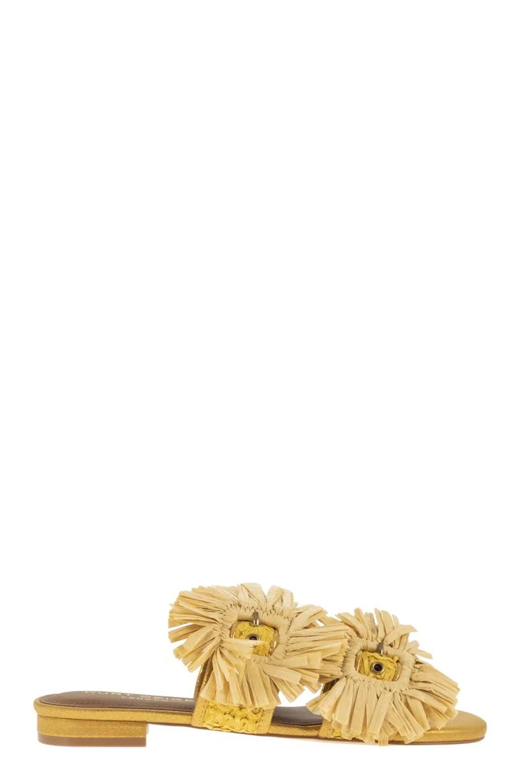 Jewel Flat Sandals In Raffia With Floral Embellishments