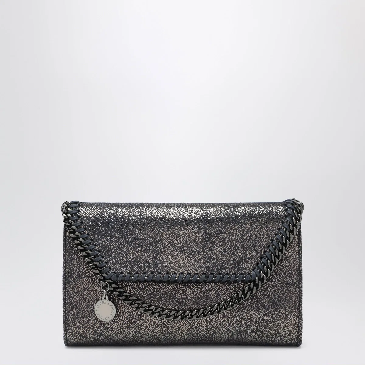 Stella Mccartney Dark Navy Falabella Chain Wallet In Blue