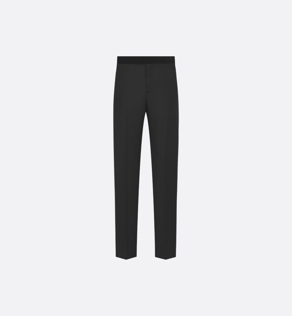 Black Wool Woven Pants