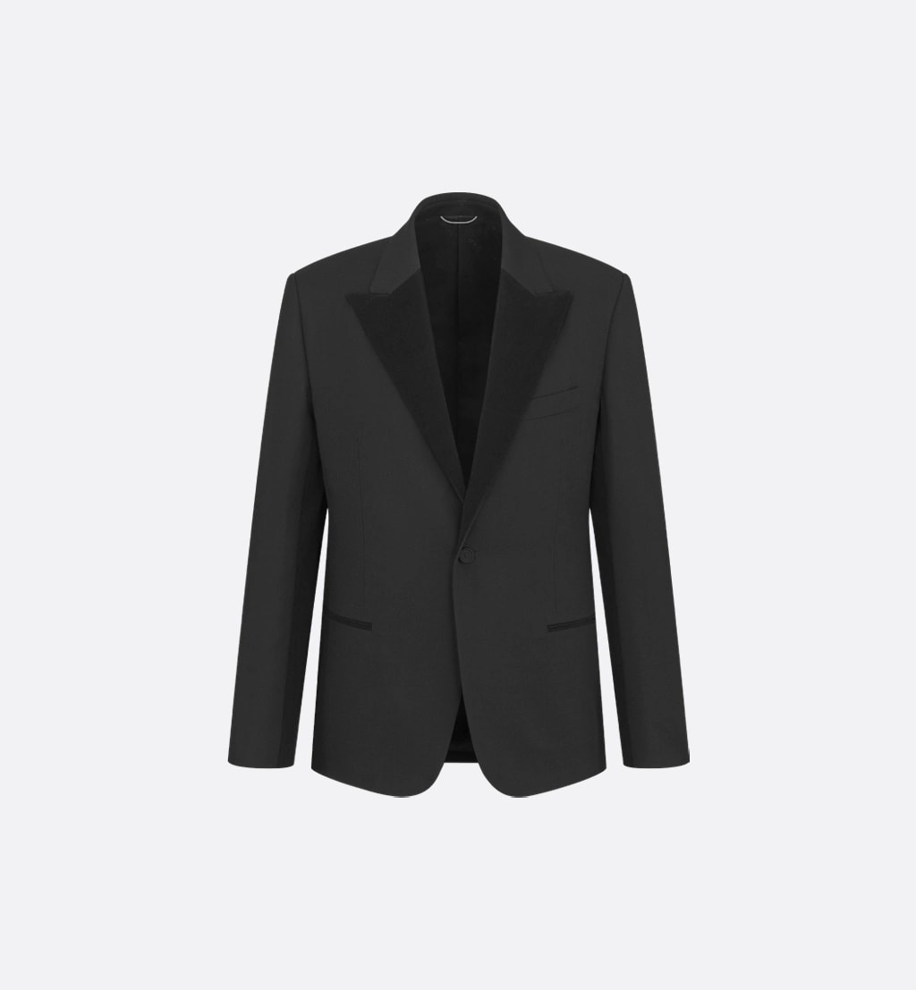 Black Wool Woven Jacket Blazer