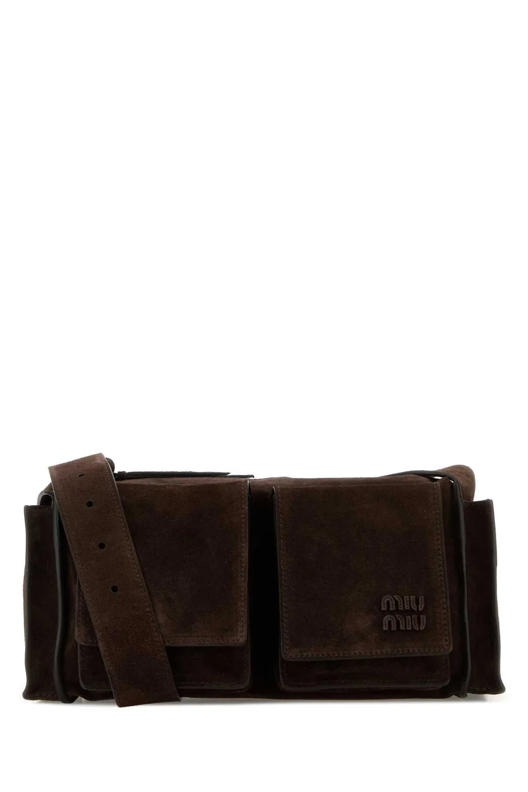 Dark Brown Suede Utilitaire Crossbody Bag
