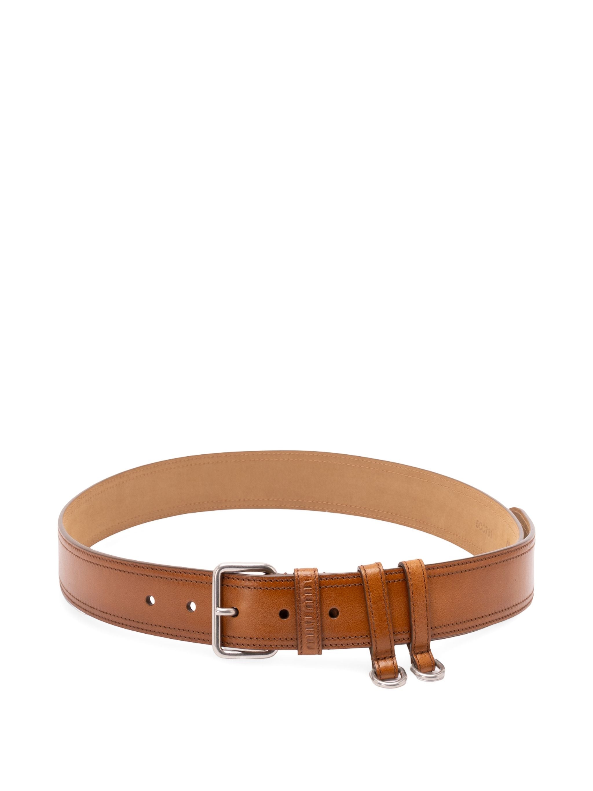 Logo-Embossed Leather Belt