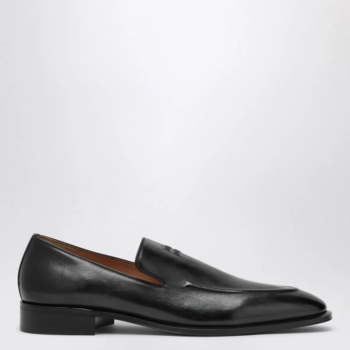 Black Leather Loafers With Logo
