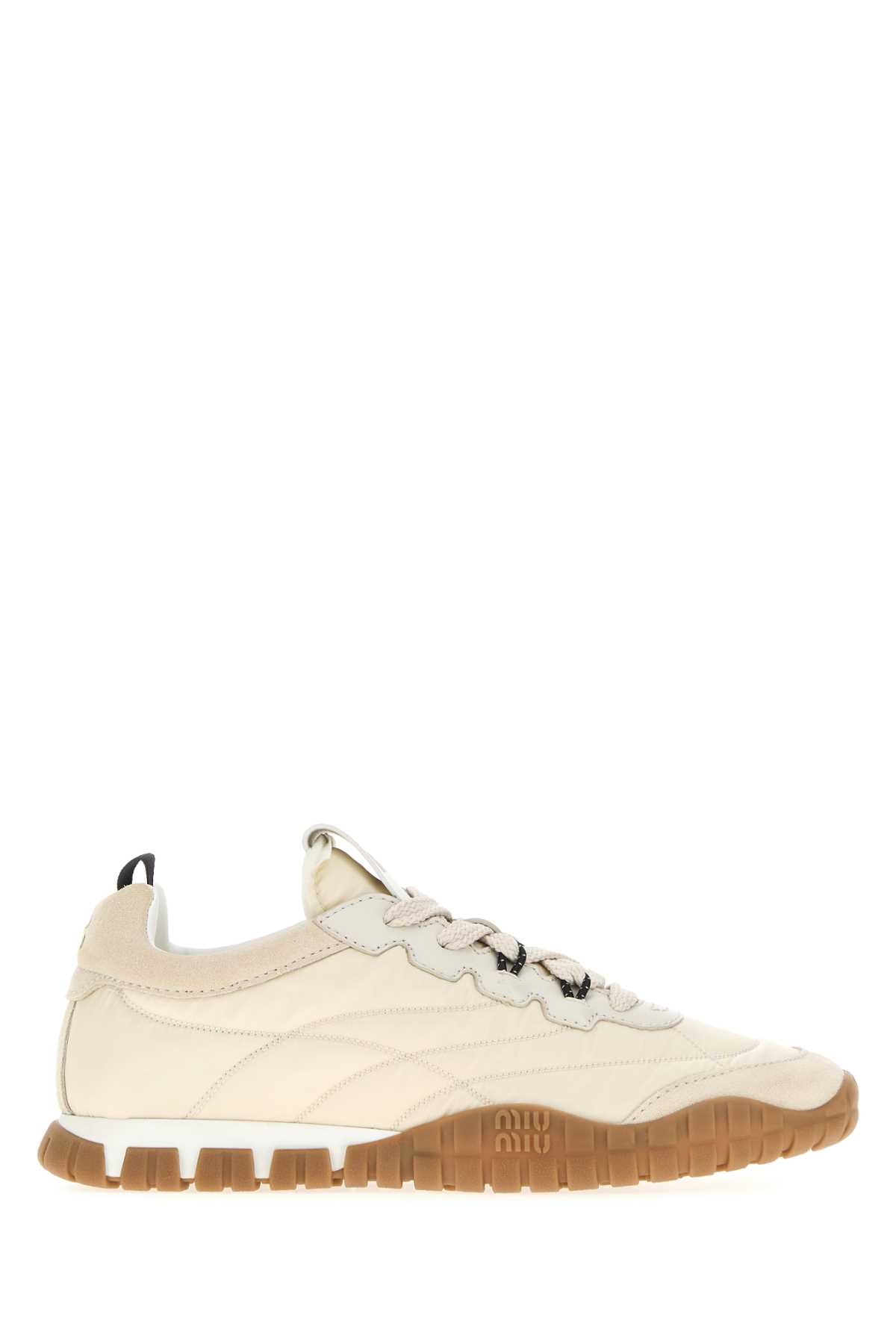 Sand Re-Nylon And Suede Sneakers