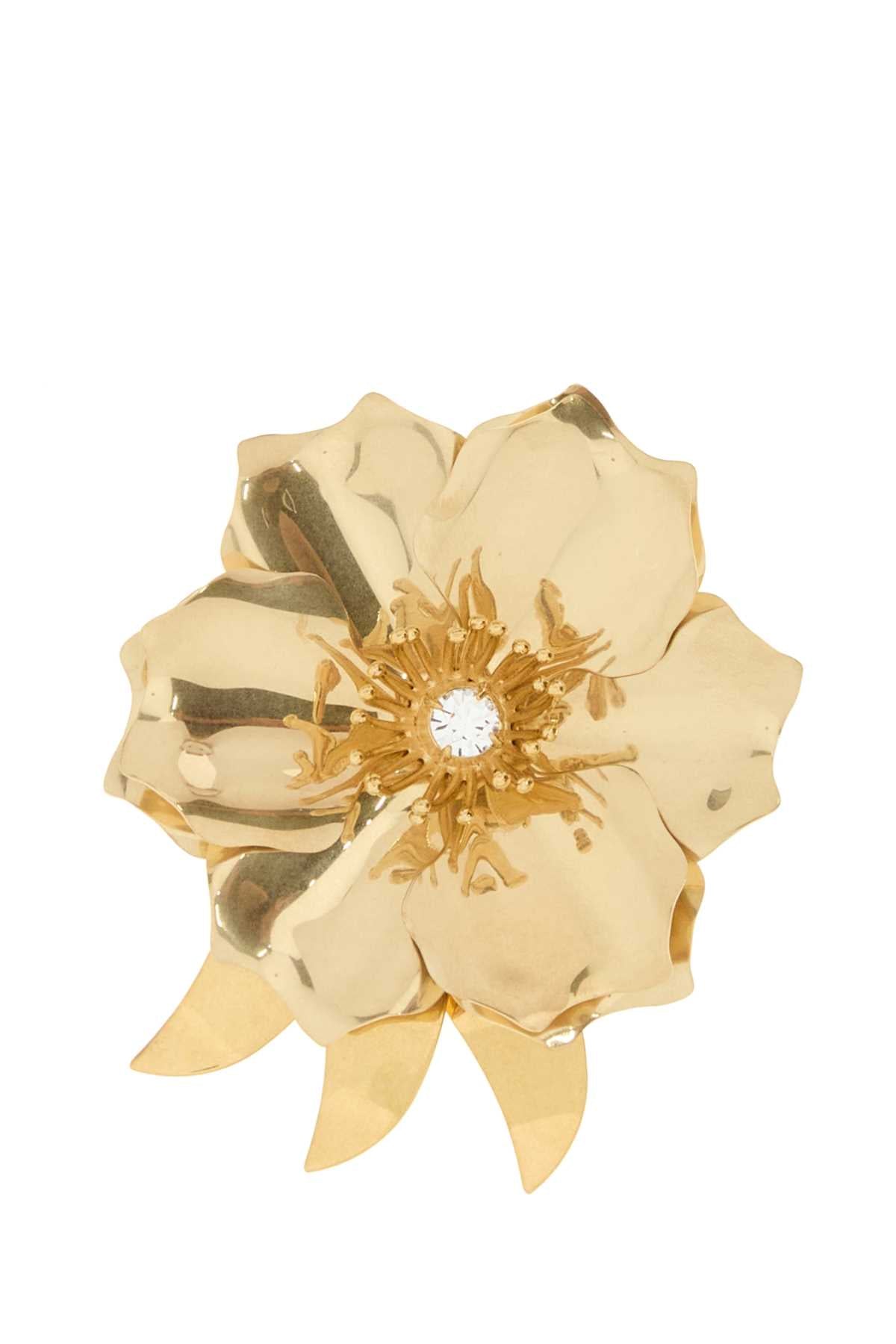 Goldtone Metal Brooch With Crystal