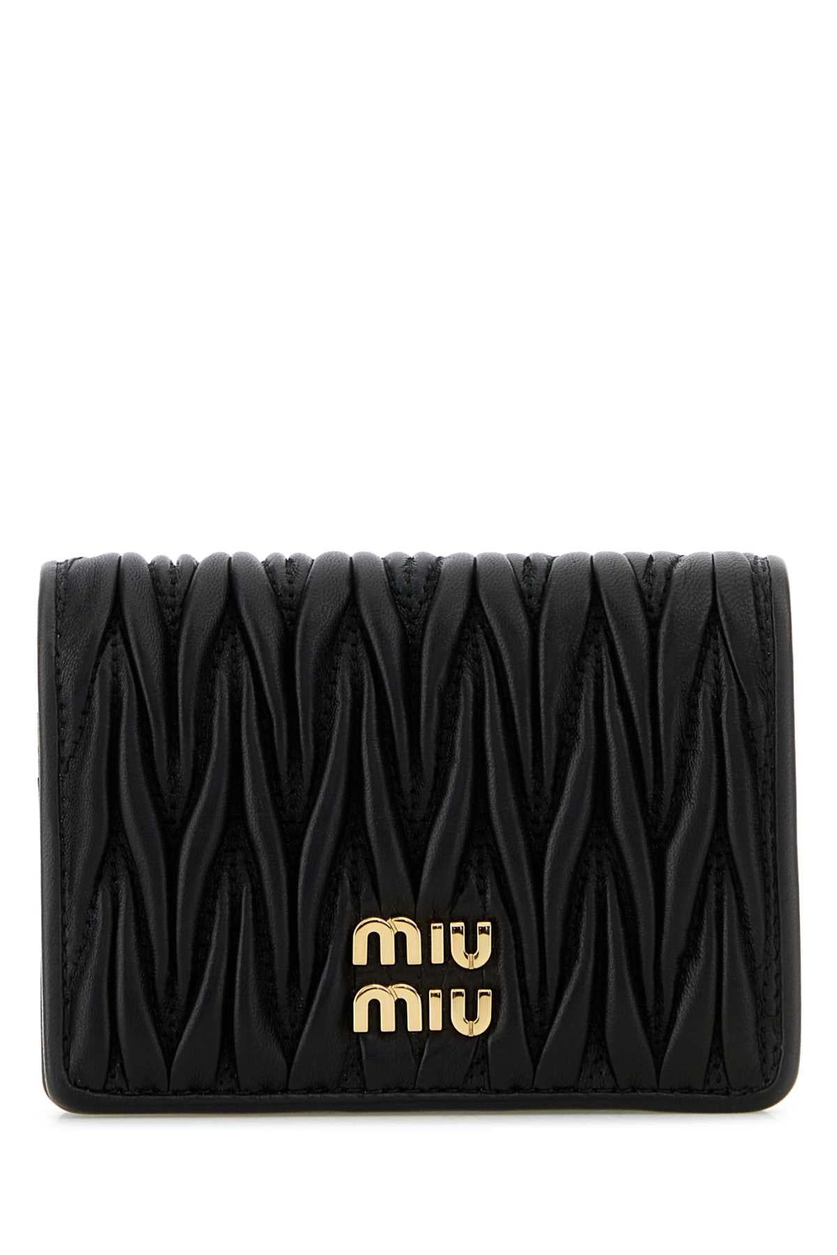 Compact Wallet In Black Quilted Nappa