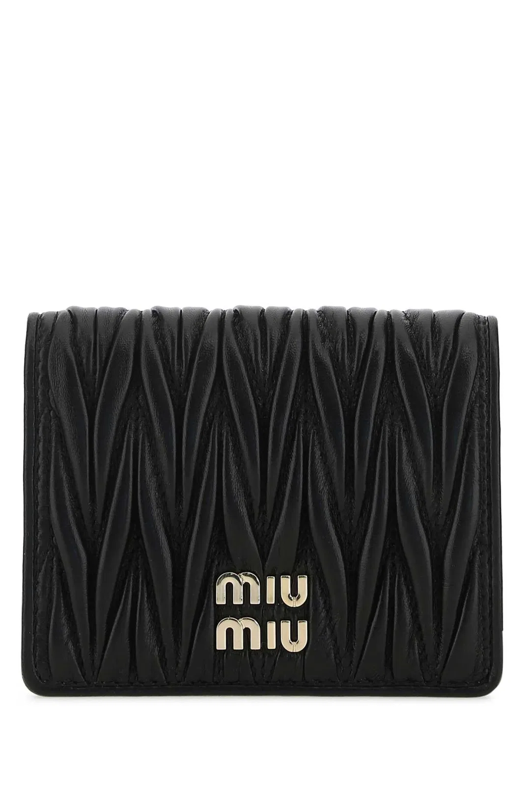 Miu Miu Small Matelassé Nappa Leather Wallet With Snap Closure