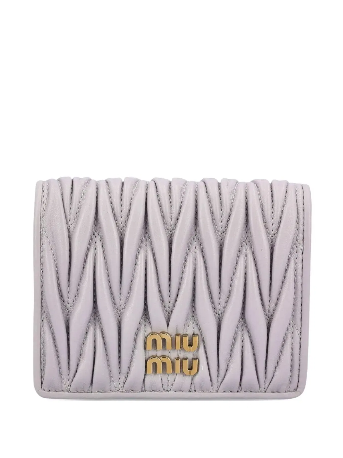 Miu Miu Small Matelassé Nappa Leather Wallet With Snap Closure