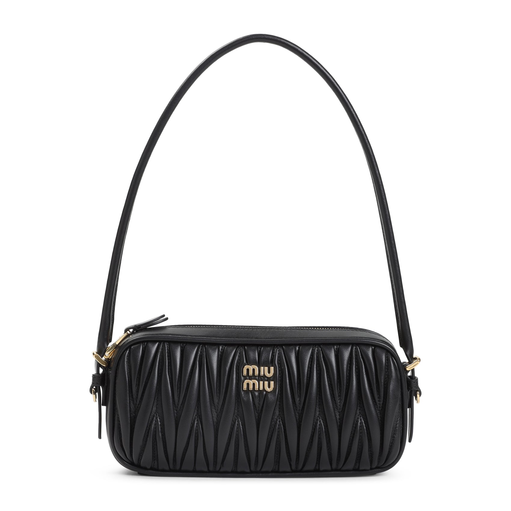 Adjustable-Strap Leather Clutch Bag