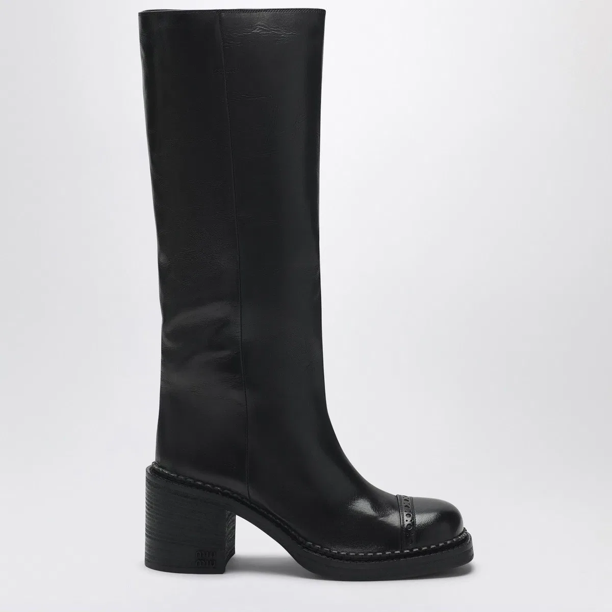 Miu Miu Black Leather Boots In Black