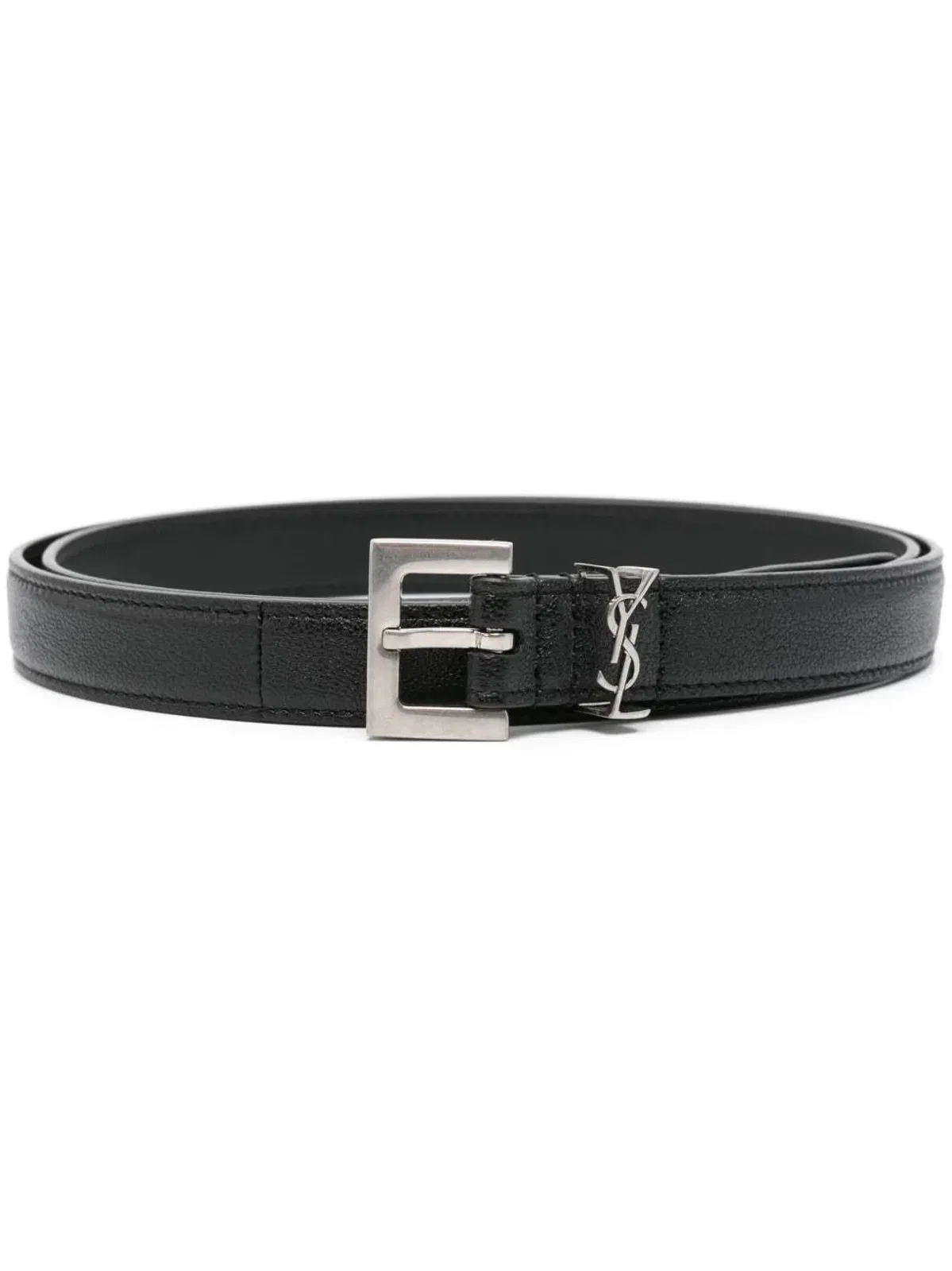 Squared Buckle Smooth Leather Cassandre Thin Belt
