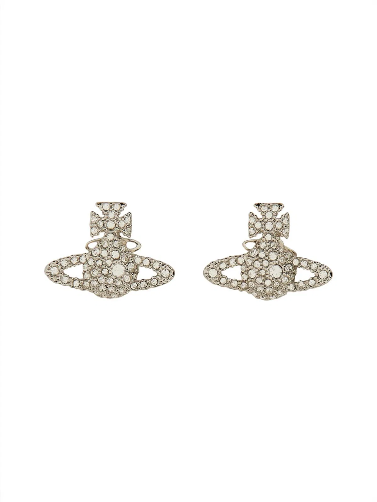 Stud Earrings Grace Bas Relief With Crystals In Brass