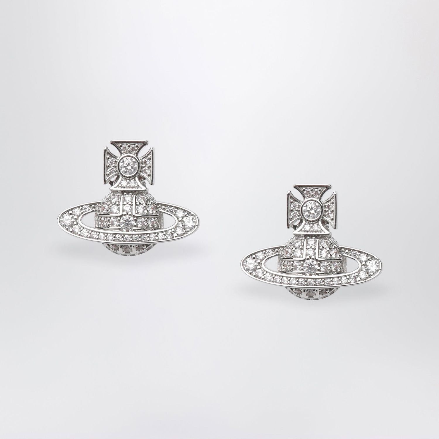 Platinumtone Metal Orb Earrings With Crystals