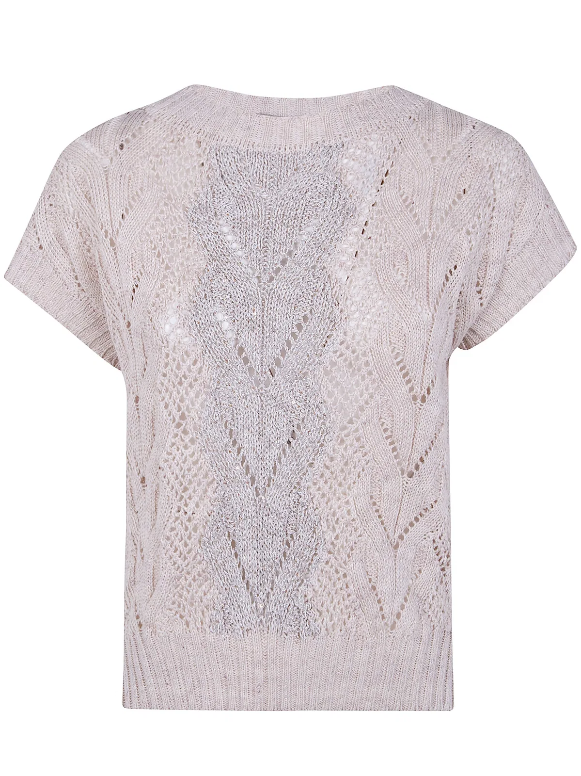 Braids Linen Crystals Boat Neck Sweater