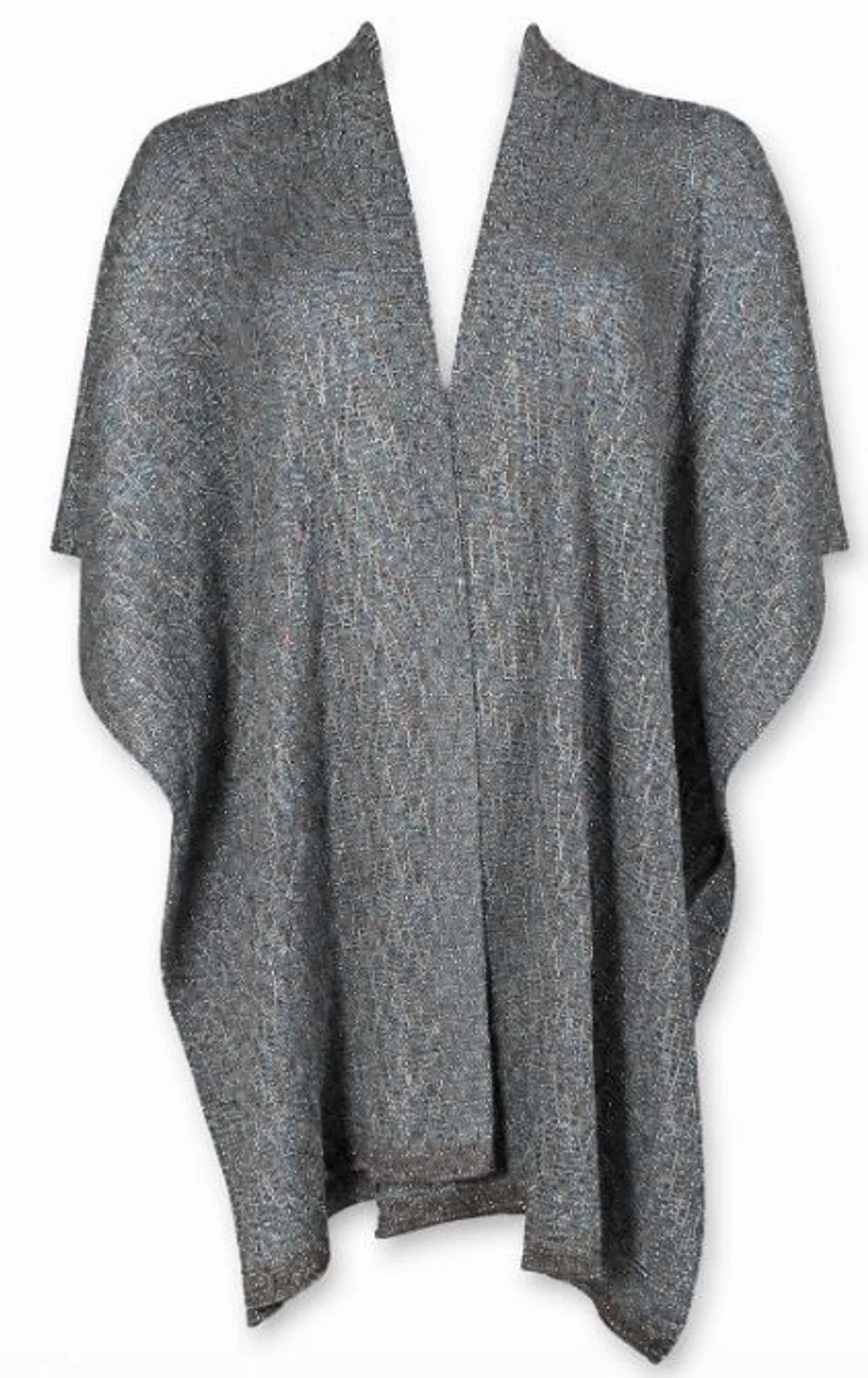 D Exterior D.exterior Gray Abstract Pattern Cape Sleeves Jacket In Grey