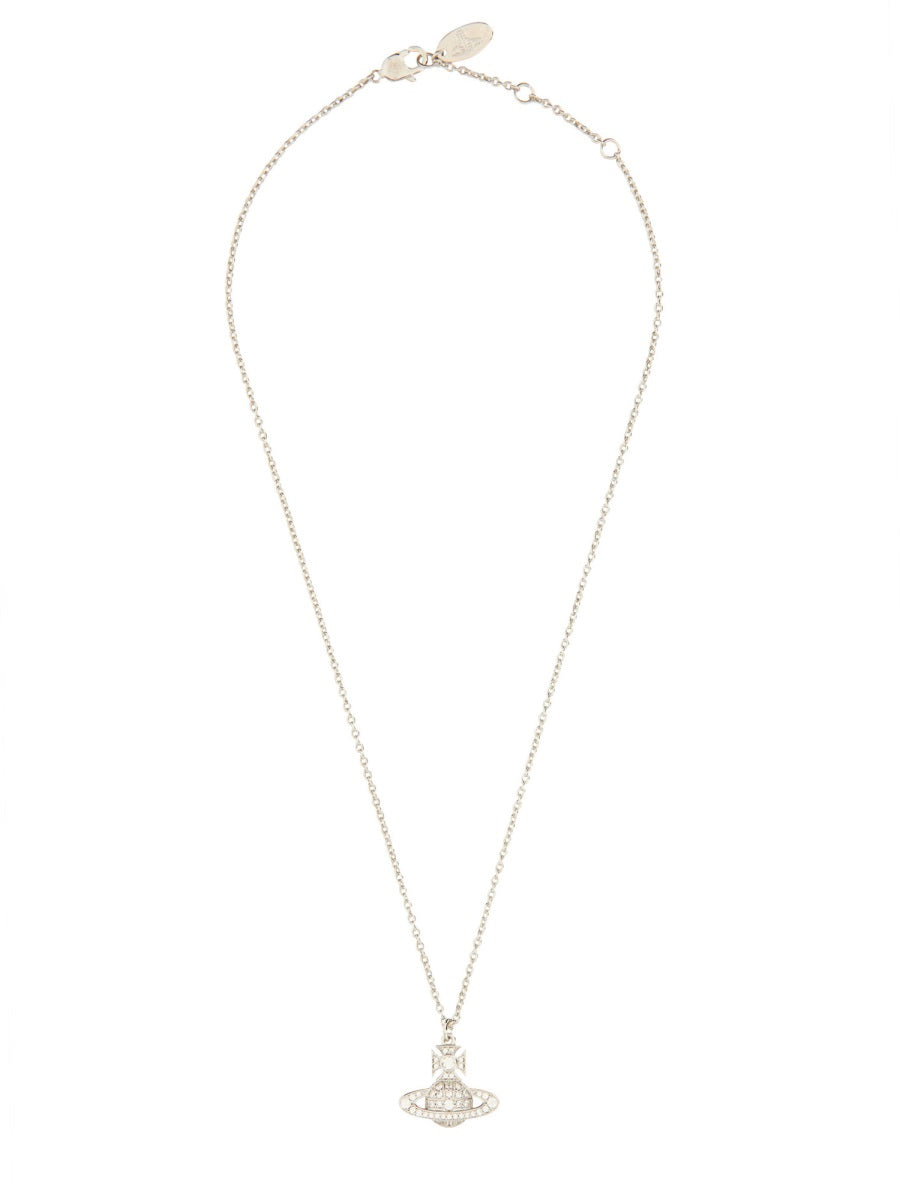 Orb Pendant Necklace In Platinum With Crystals