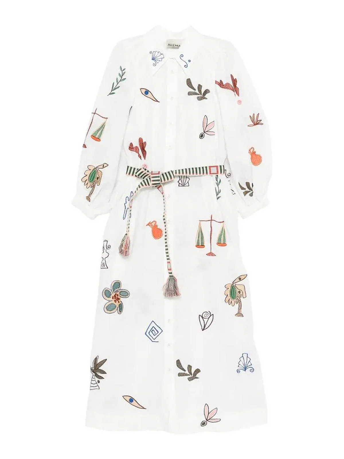 `Mina` Embroidered Shirt Dress