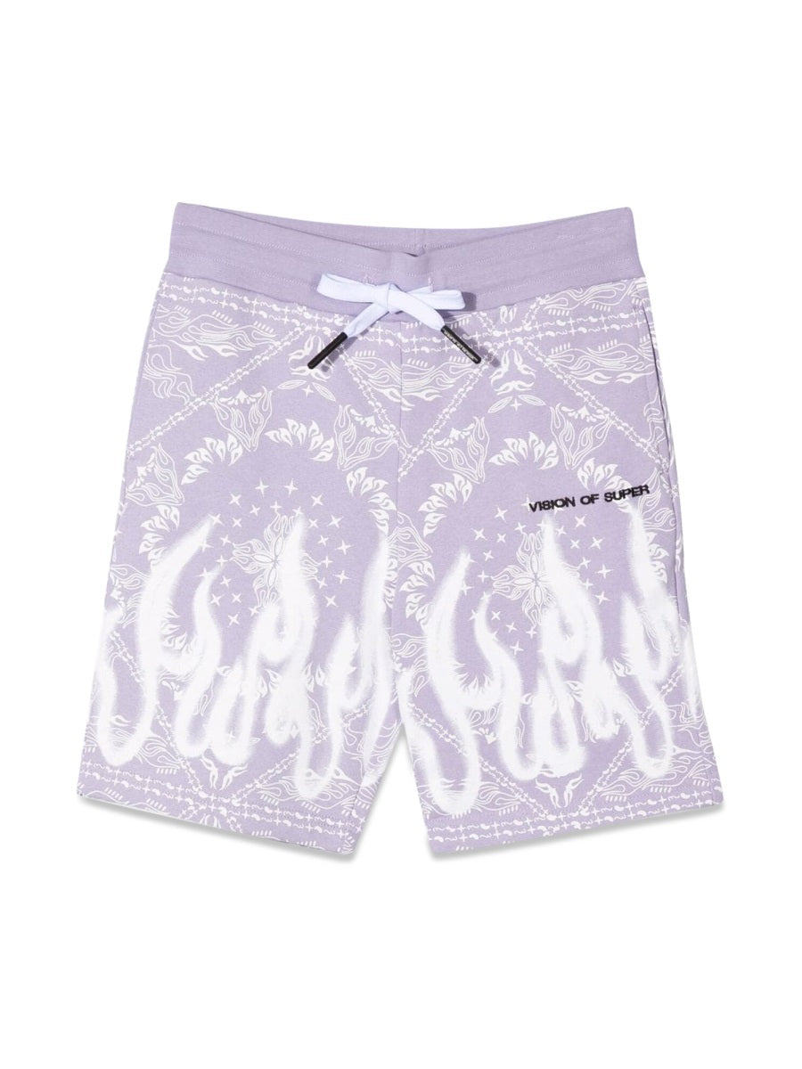 Lilac Shorts Kids With Bandana Print
