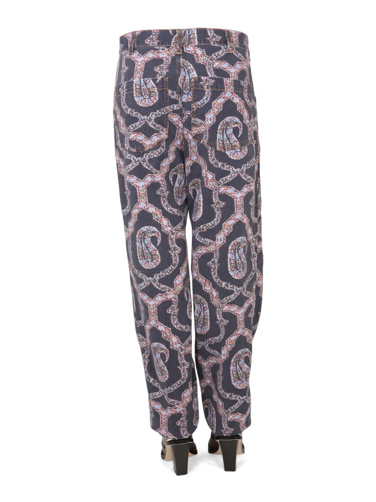 Etro Abstract-pattern Tapered-leg Trousers In Black