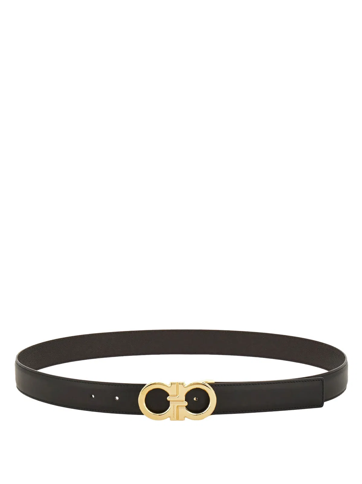 Grained Leather Reversible Gancini Belt