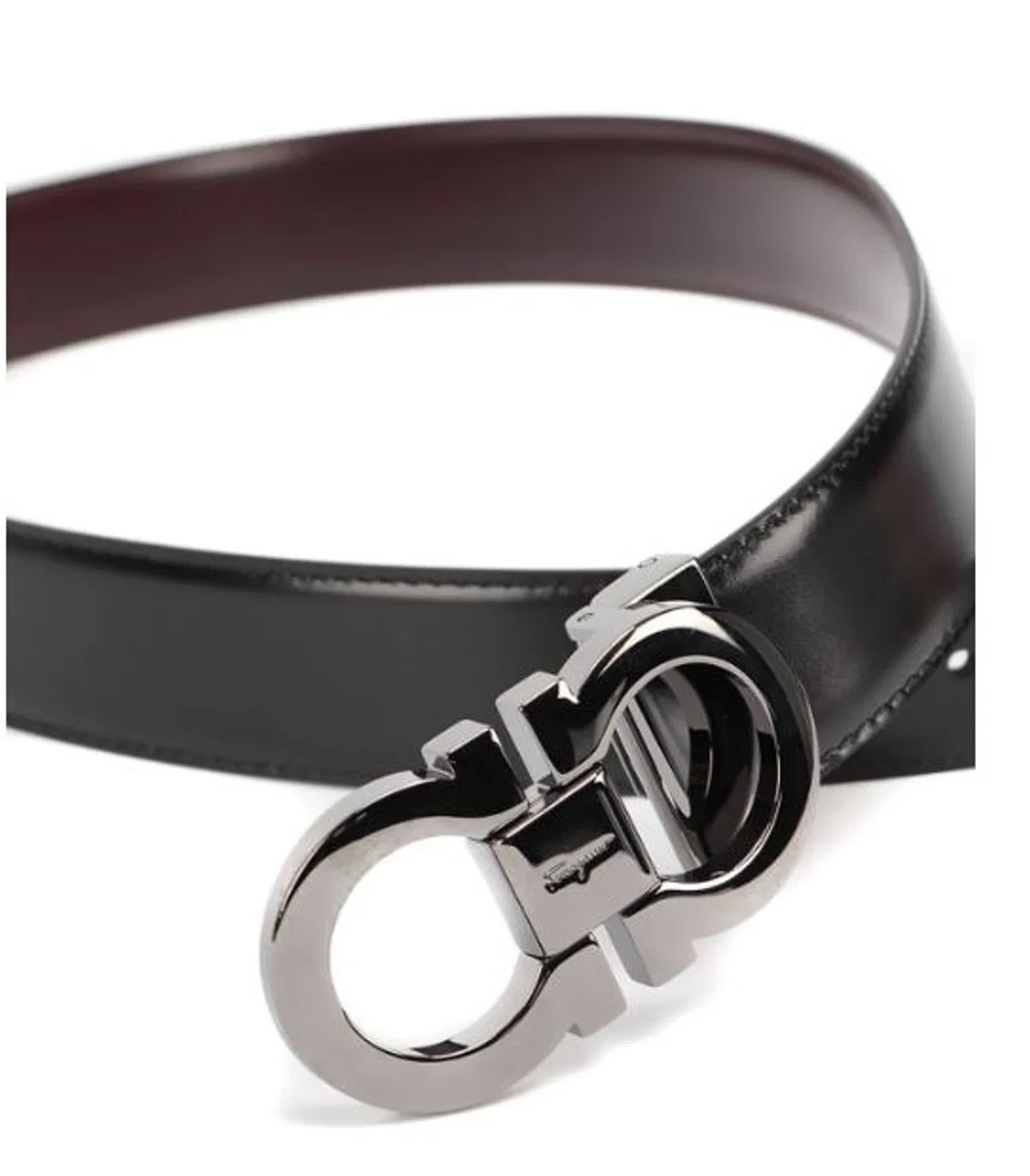 Ferragamo Reversible Leather Belt In Silver