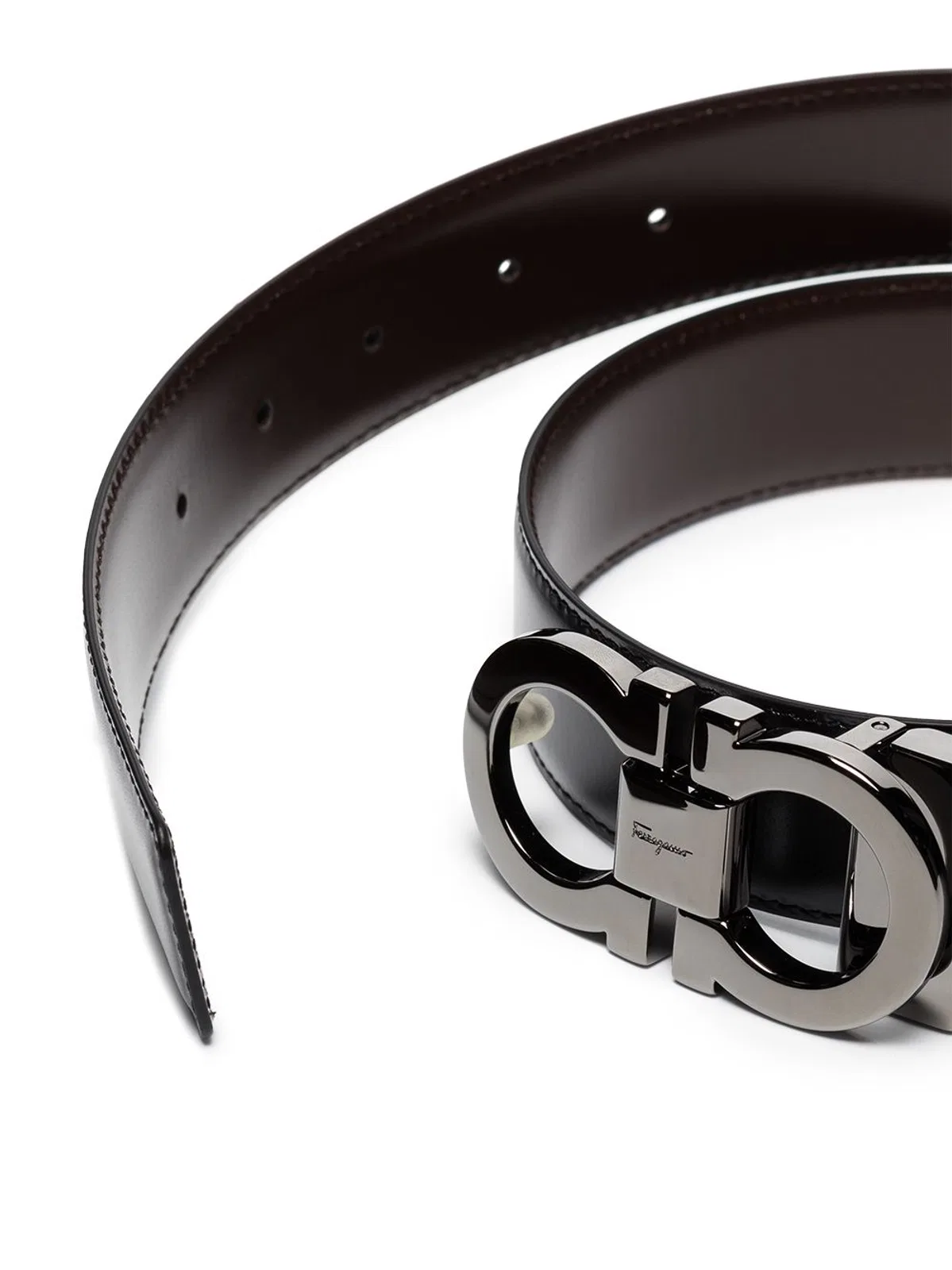 Ferragamo Reversible Leather Belt In Silver