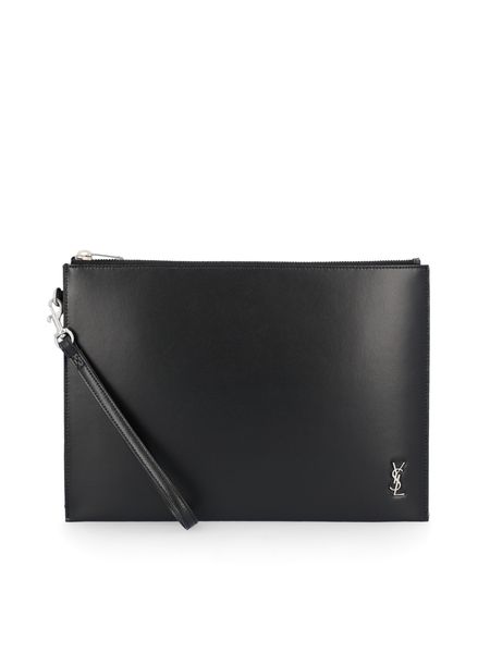 Leather Monogram Clutch Bag
