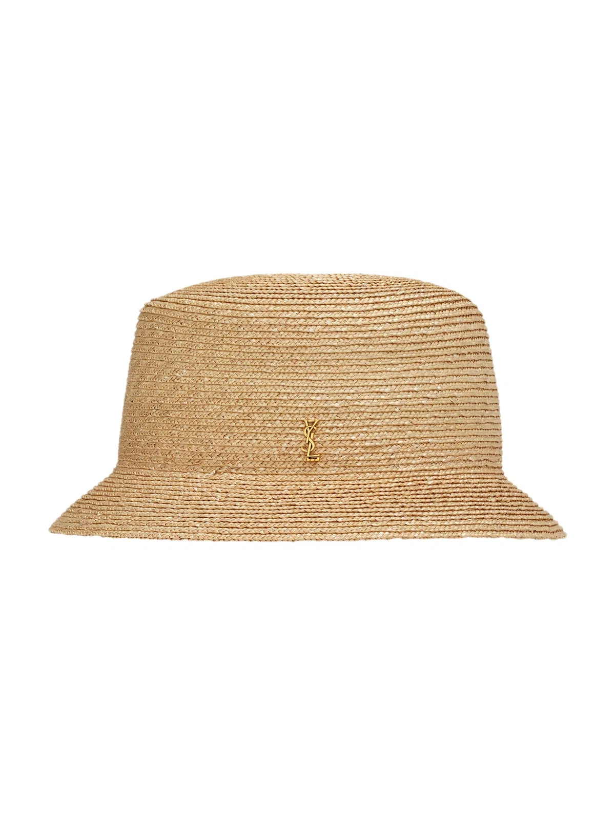 Saint Laurent Maglina Straw Bucket Hat With Cassandre Pin