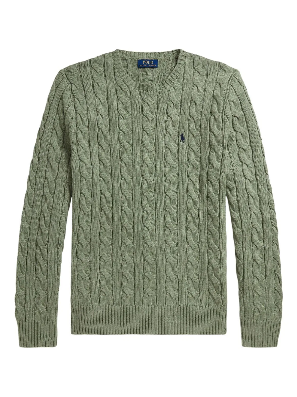 Green Cable Knit Cotton Sweater