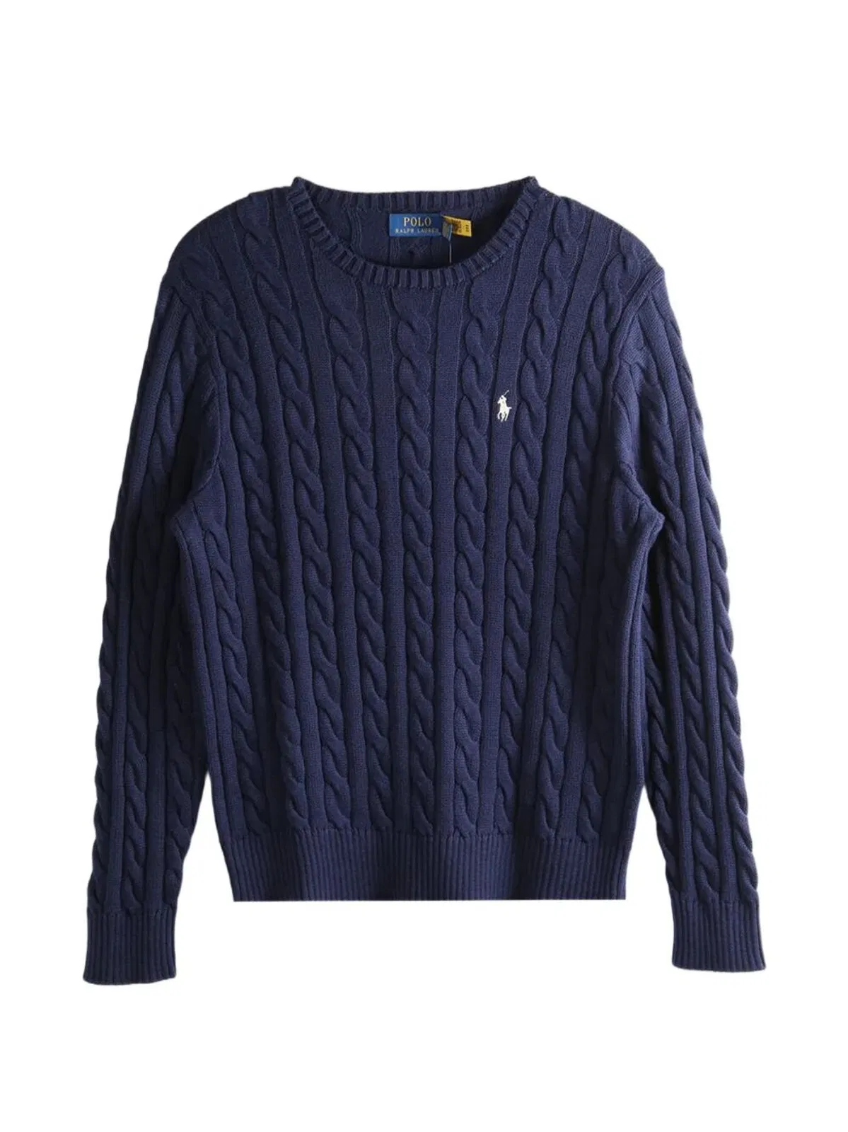 Polo Ralph Lauren Long Sleeves Round Neck Rib Sweater In Blue
