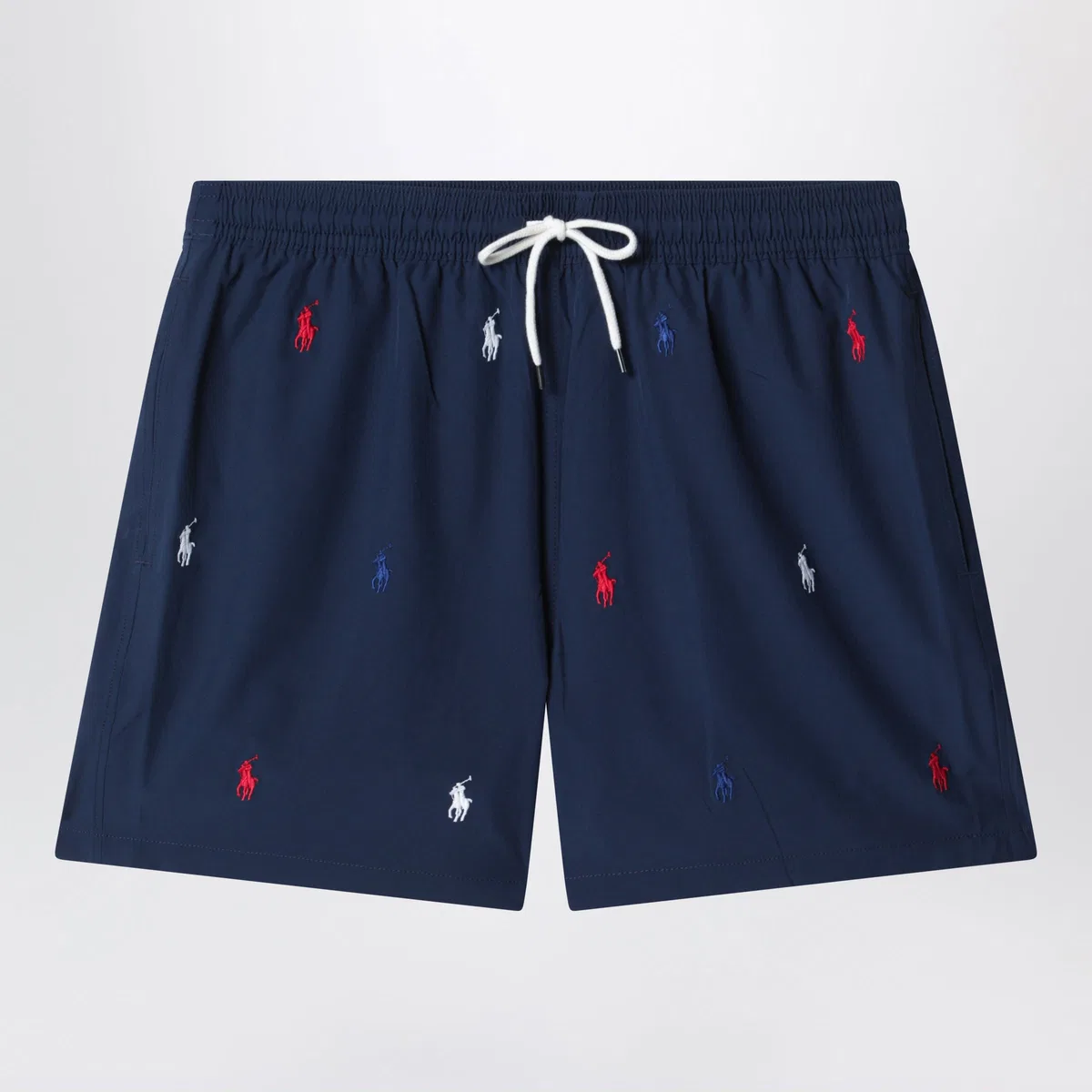 Traveler Navy Blue Swim Shorts With Embroidered Logos