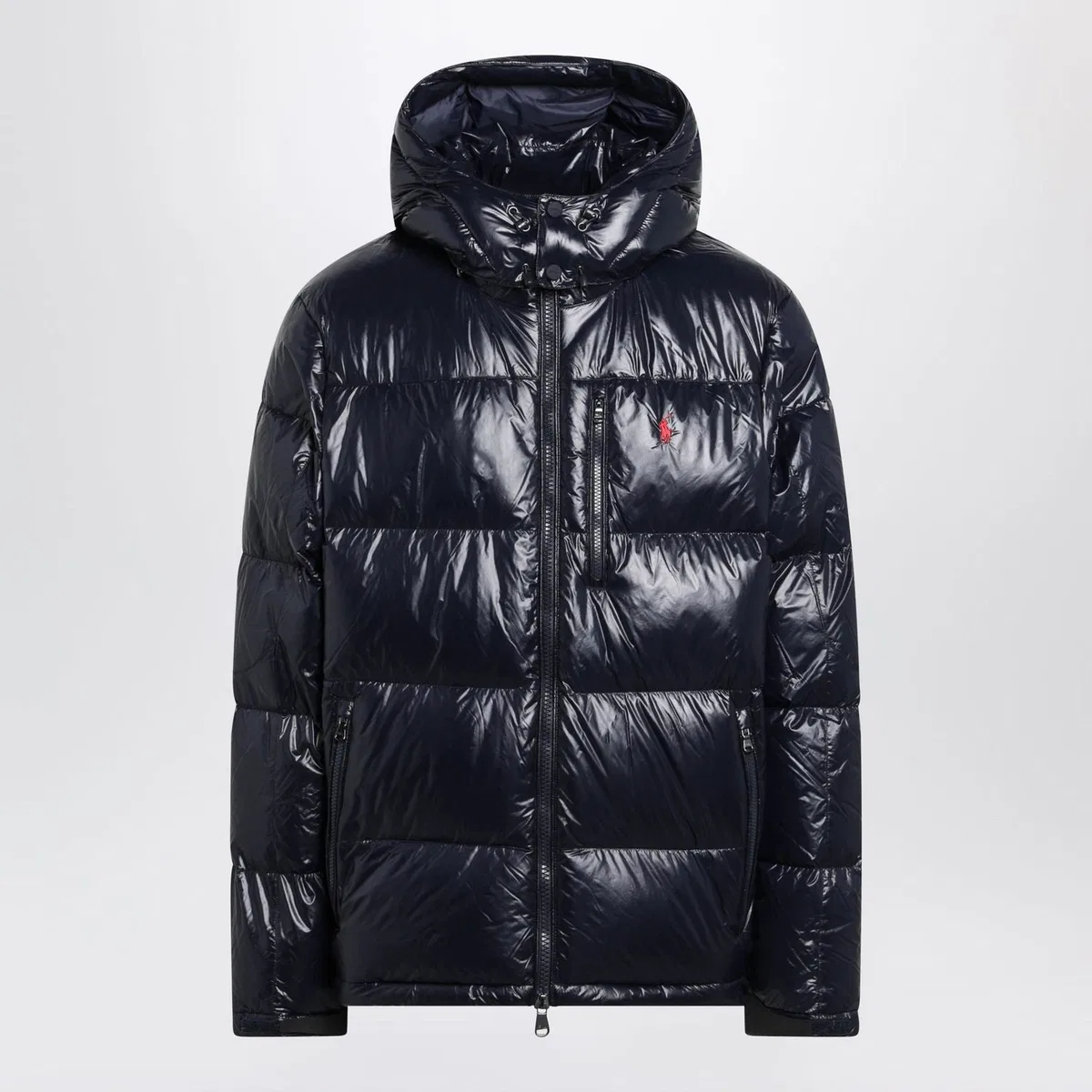 Navy Blue Glossyfinish Nylon Down Jacket