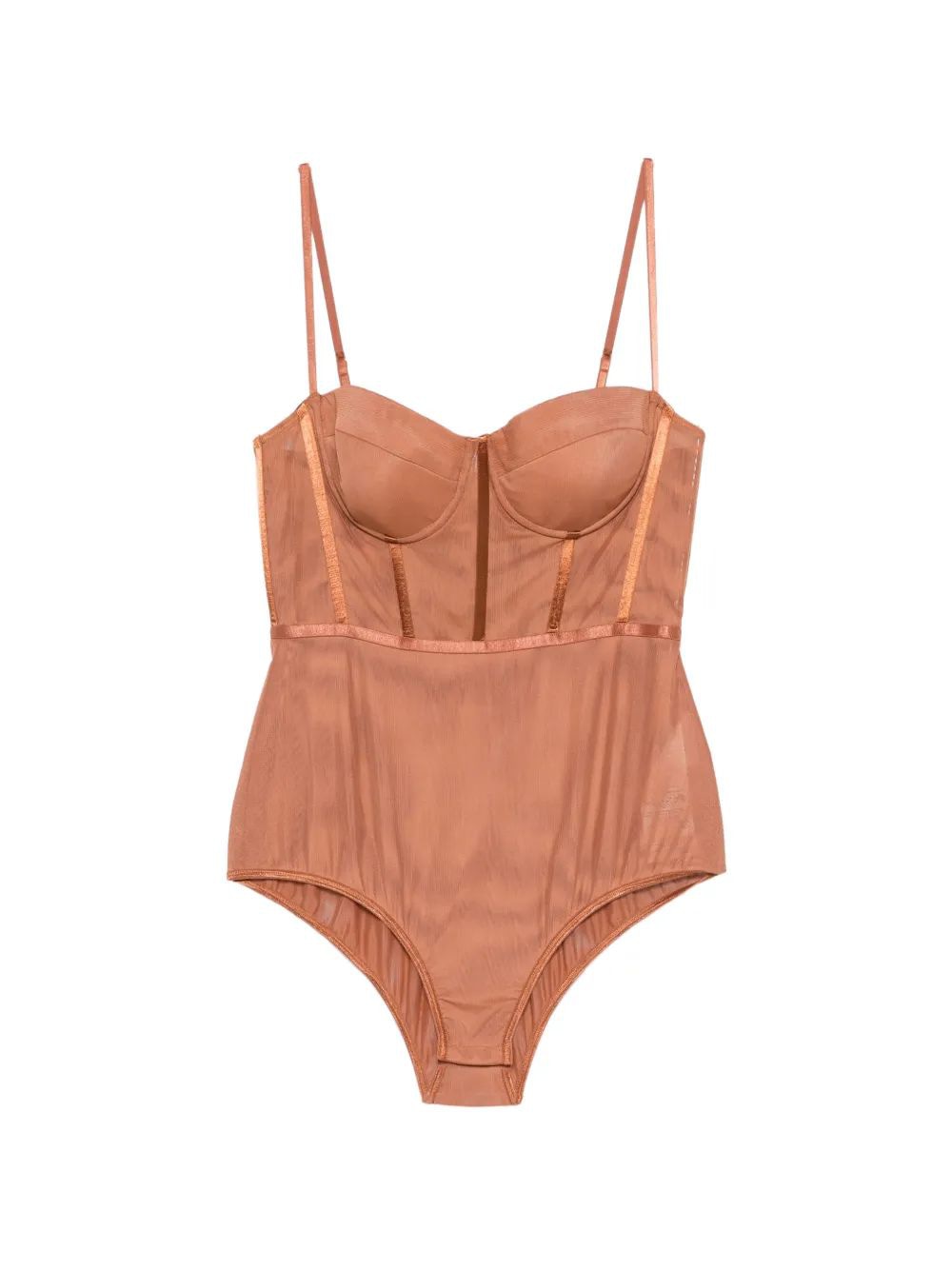 Ribbon-Trim Corset Bodysuit