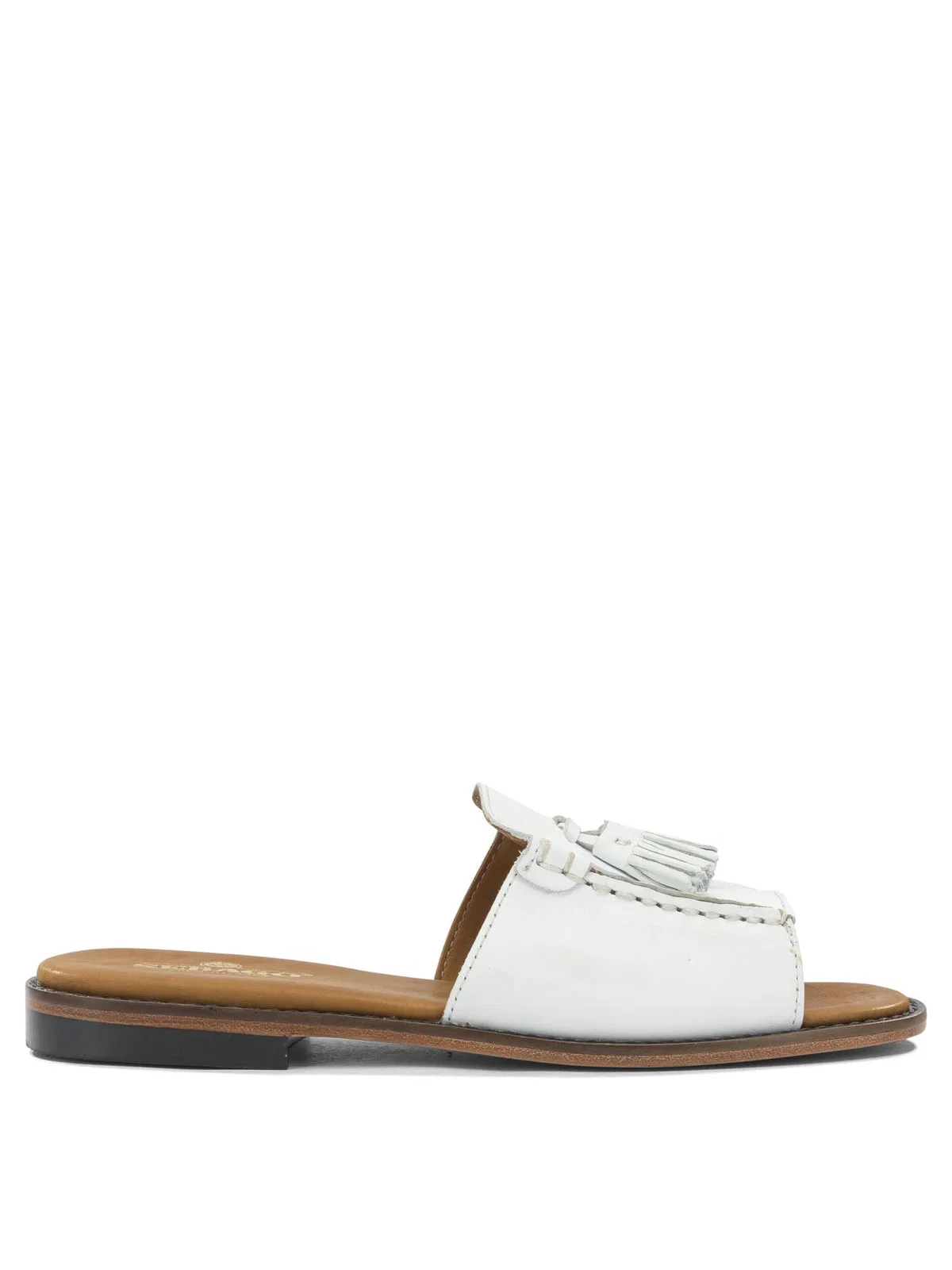 Will White Leather Leather Slides