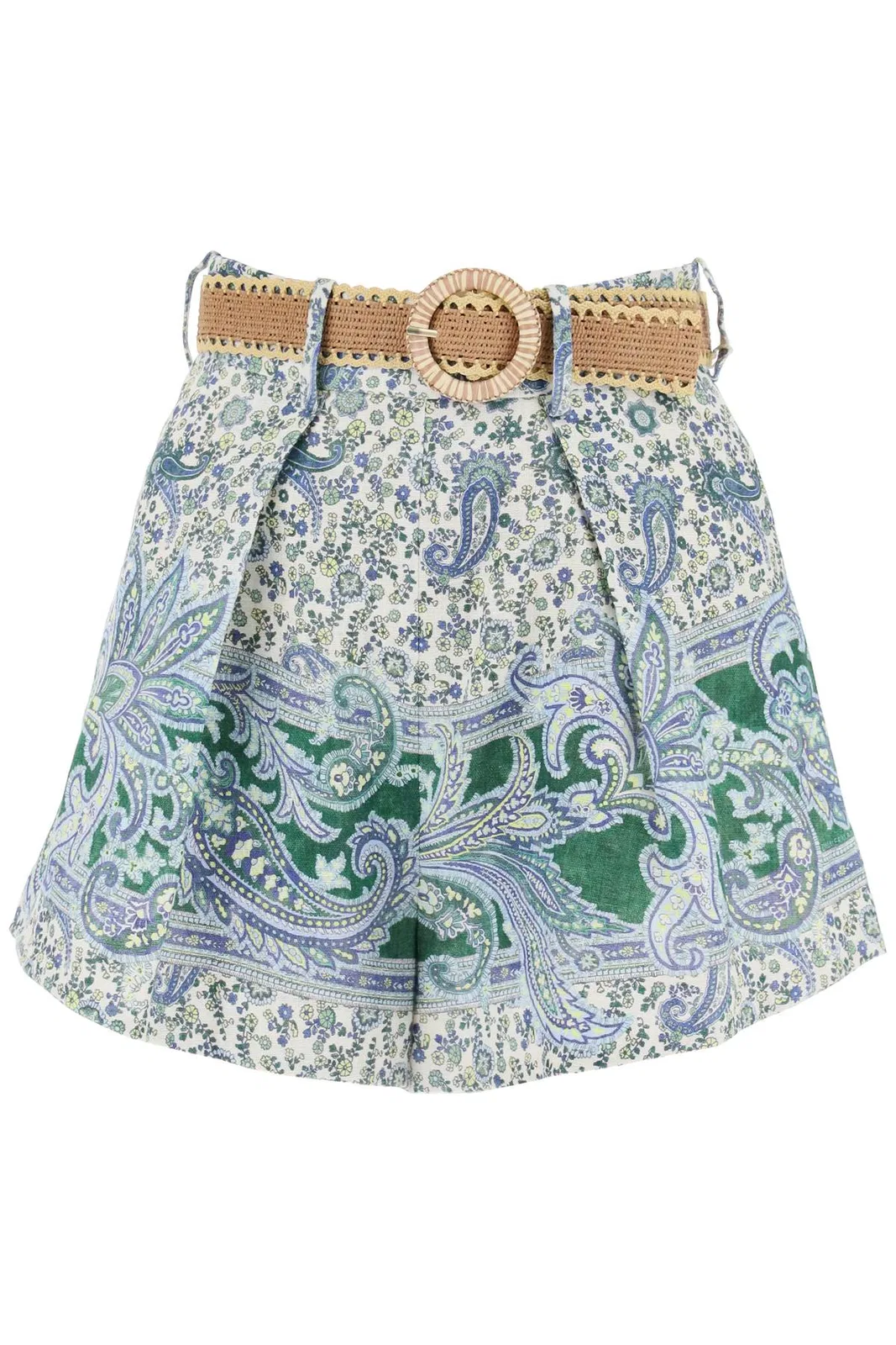 Paisley Print Linen Shorts