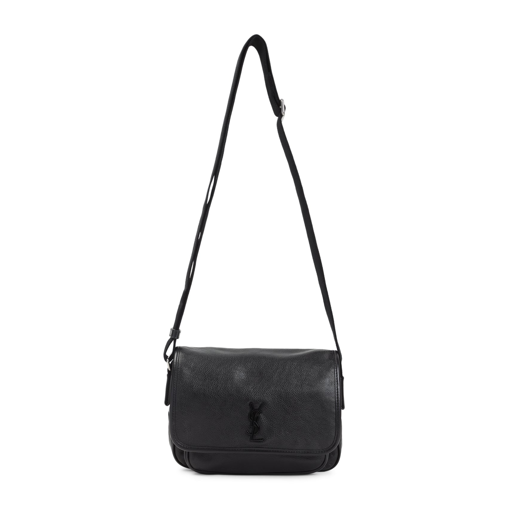 Black Leather Messenger Niki Crossbody Bag