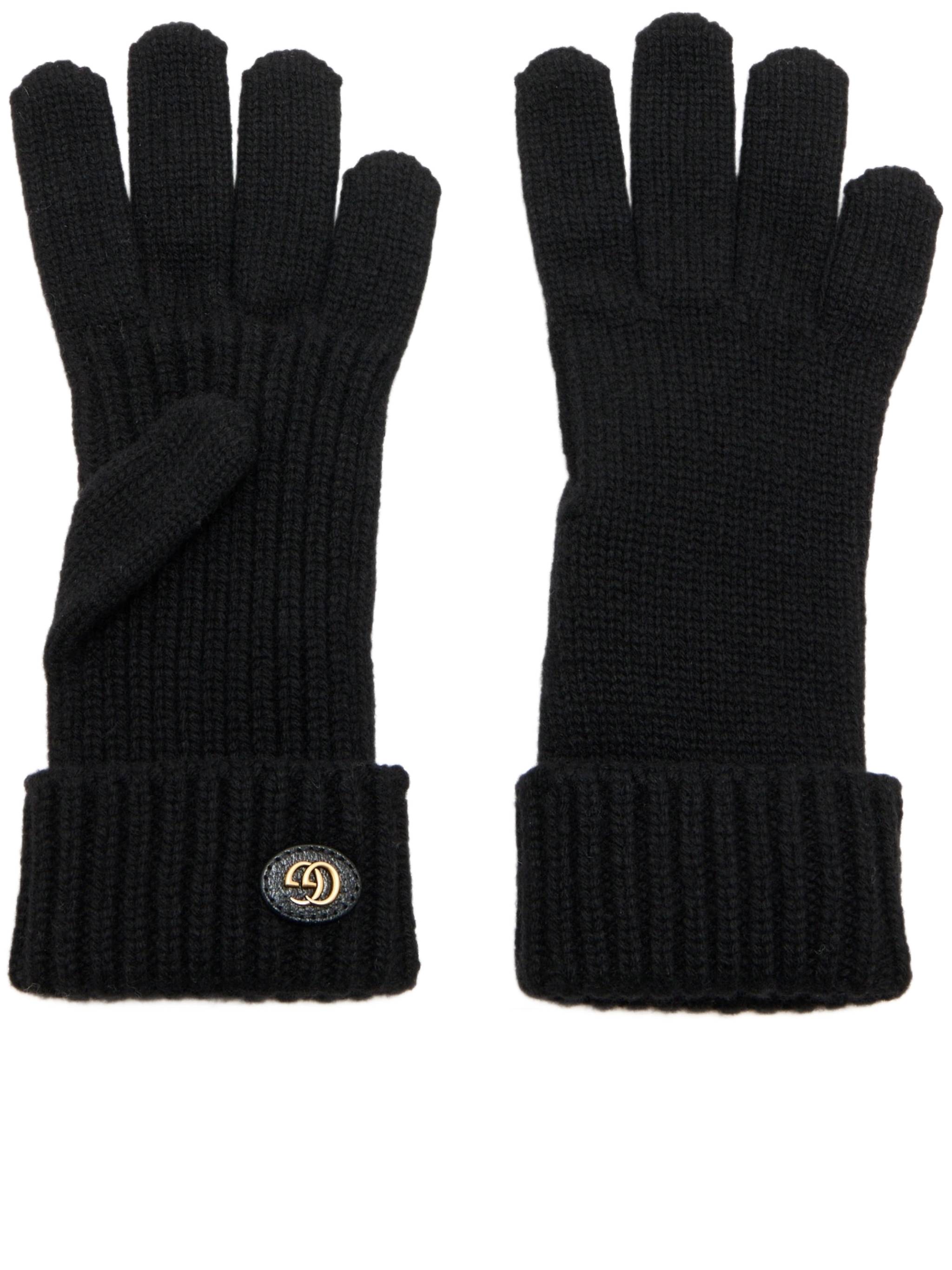 Black Cashmere Double G Gloves