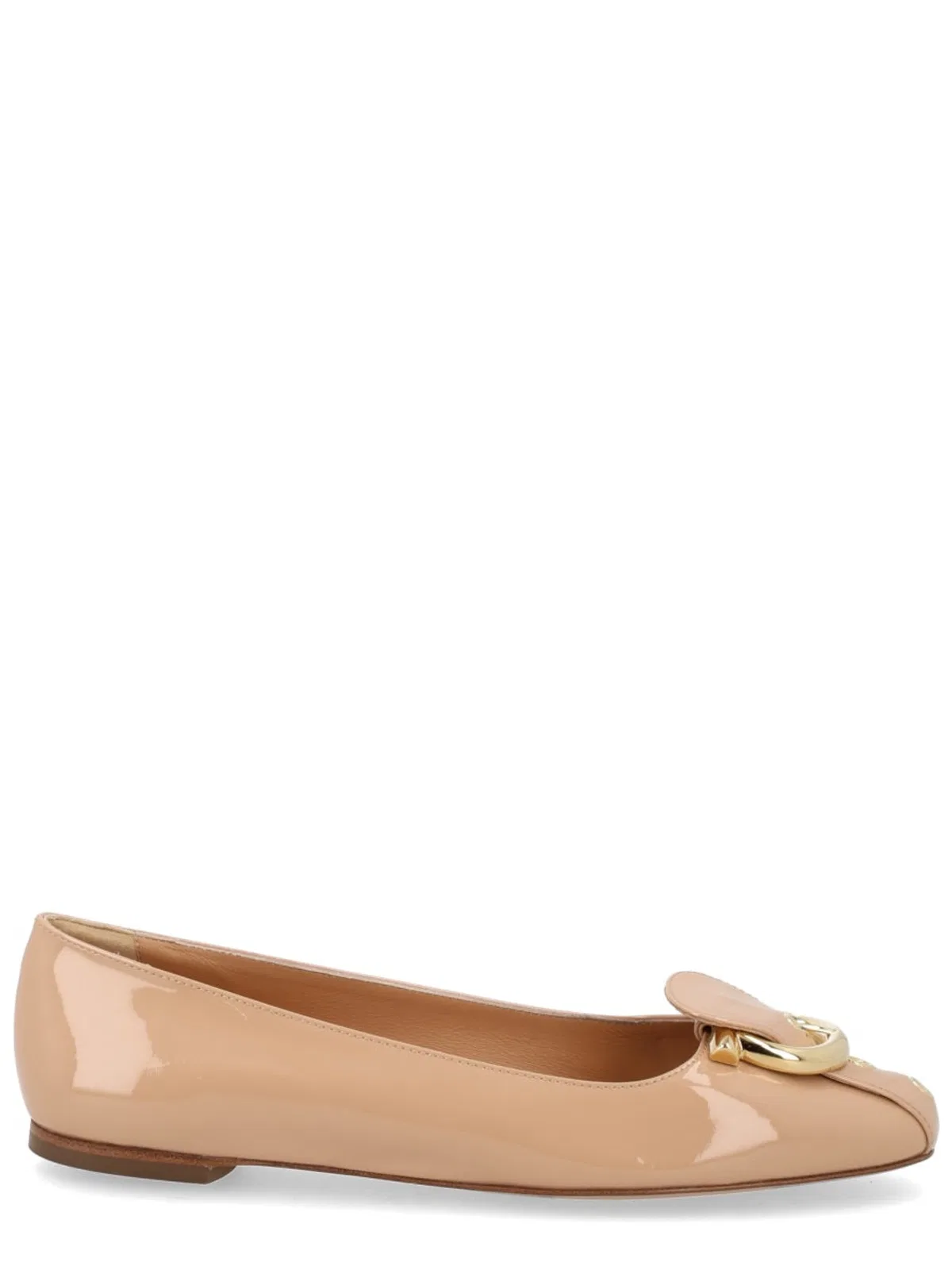 Ferragamo Brown Bos Taurus Flats In Beige
