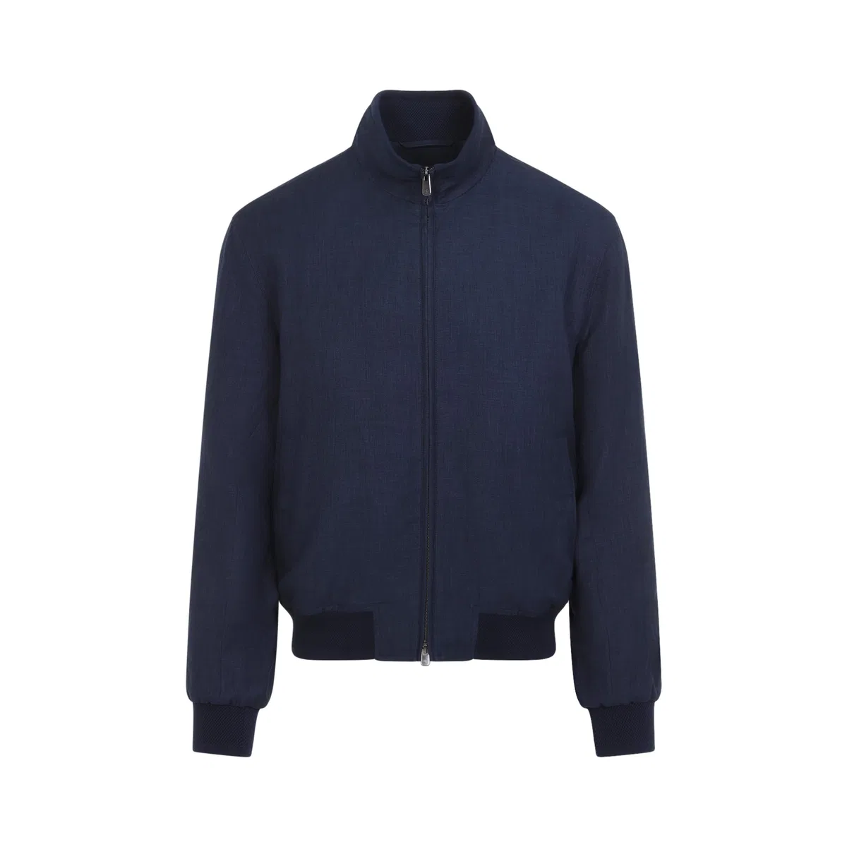 Blue Felton Linen And Wool Bomber Jacket
