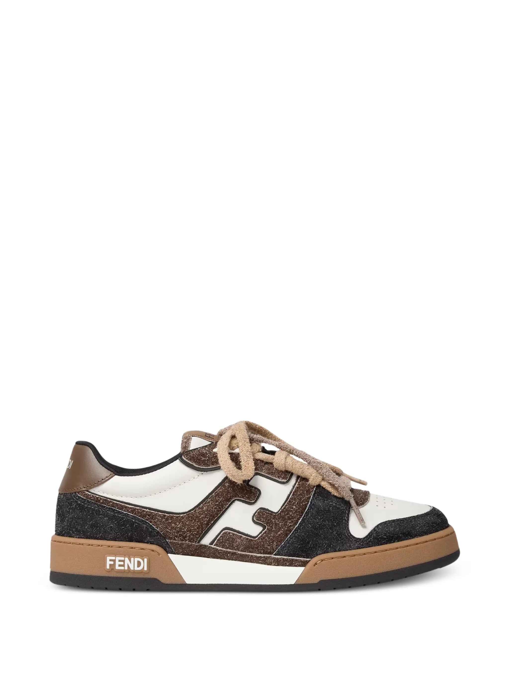 Match Trainers In White Leather And Brown Suede Lowtops