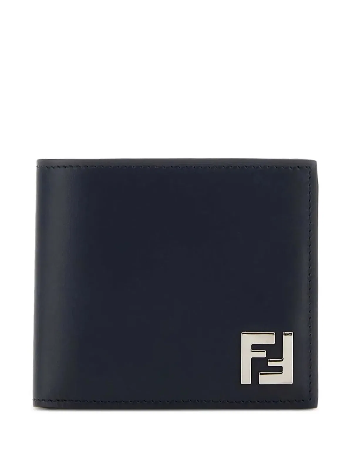 Fendi Squared Ff Leather And Ff Canvas Compact Bi-Fold Wallet