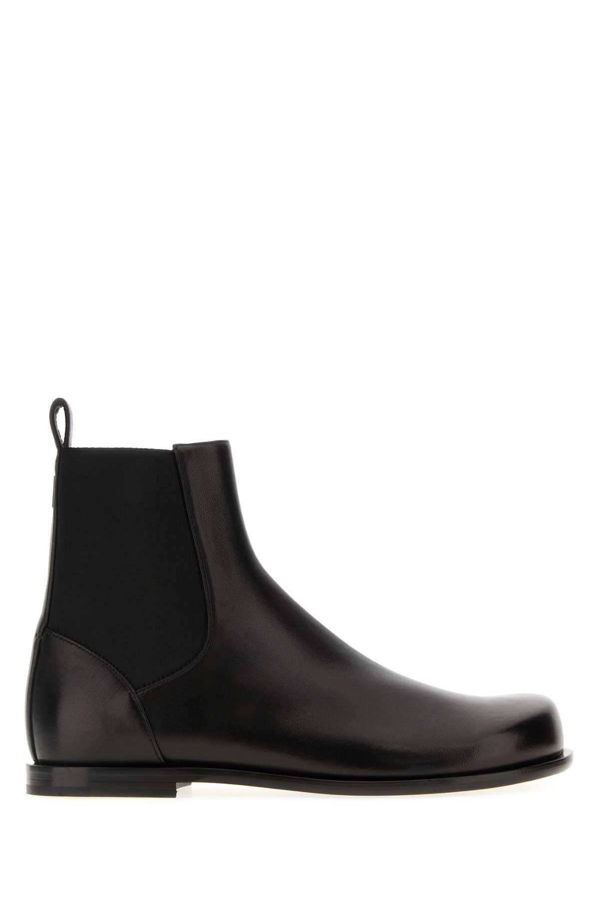 Black Nappa Leather Squared Ff Ankle Boots