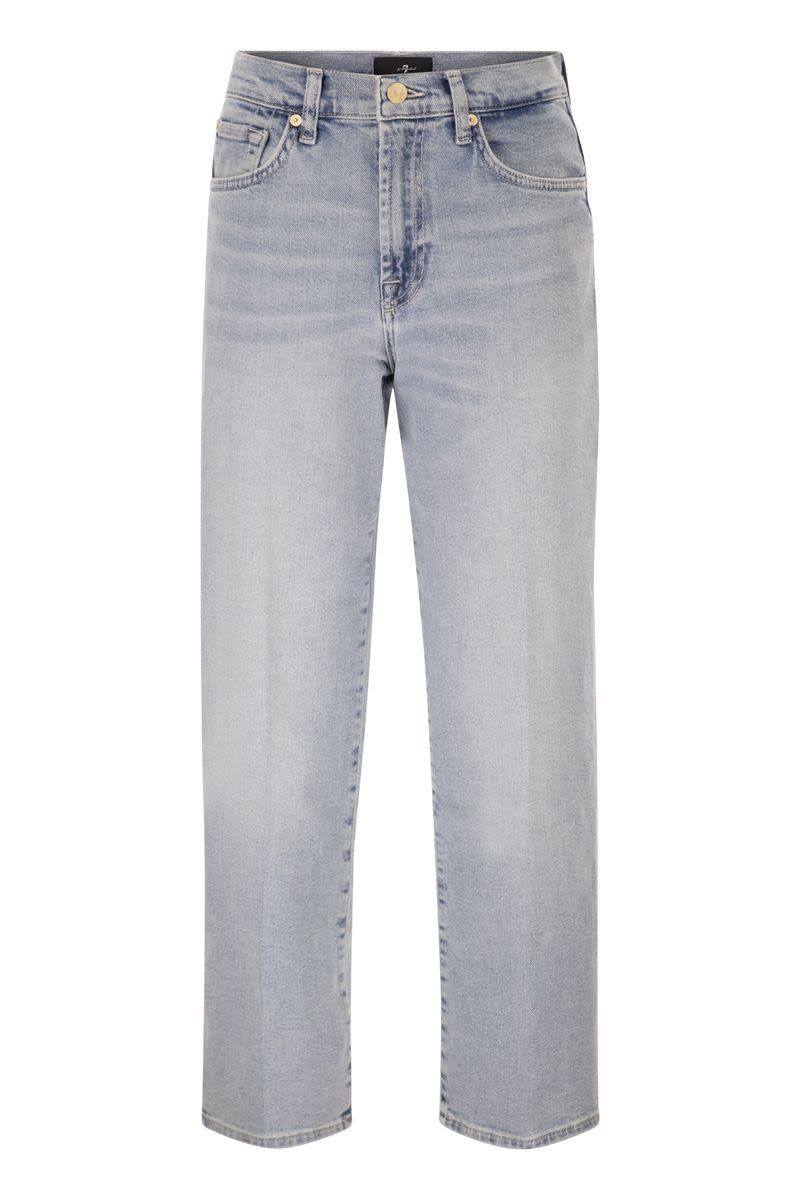 Stovepipe Straight Ankle Jeans In Light-Wash Denim