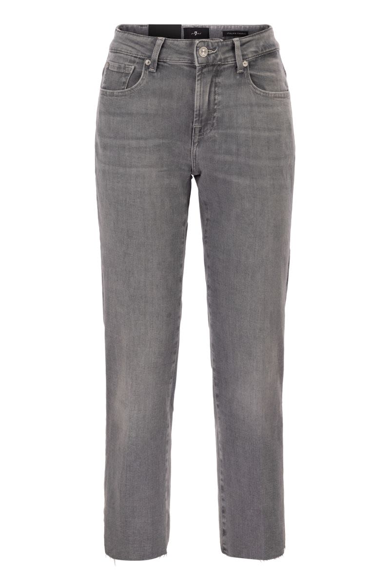 Calie Straight Ankle Stretch Denim Jeans With Metallic Fibre