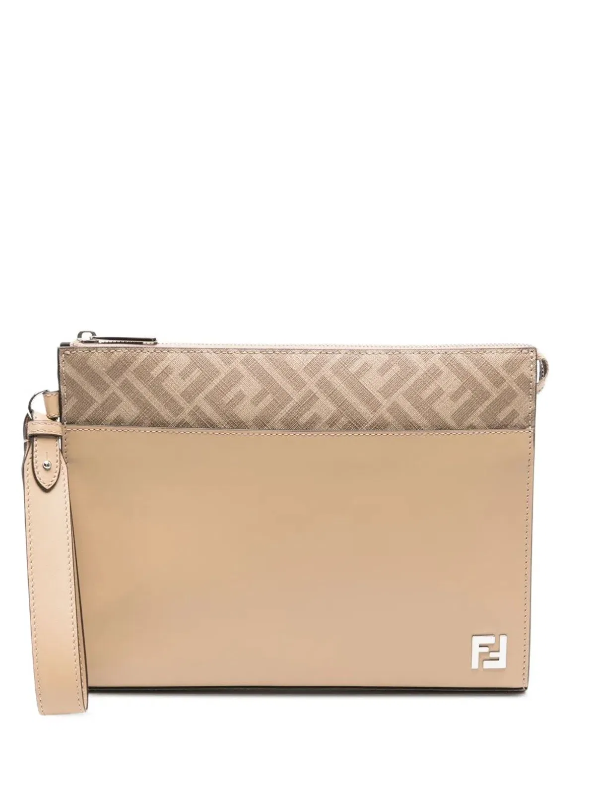 Beige Leather Clutch